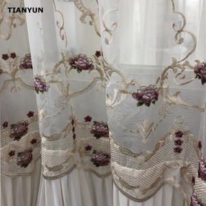 Décoration d'intérieur, rideau en voile semi-transparent <span class=keywords><strong>à</strong></span> fleurs brodées tissées pour la maison - Product Image 3
