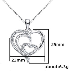 Collana con Ciondolo a Doppio Cuore Intrecciato per Donne, Elegante Gioiello con Charm a Cuore, Regalo di Moda per la Mamma - Product Image 5