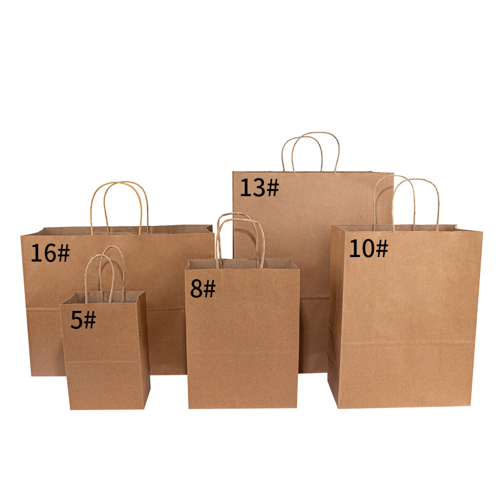 Recyclable Custom Brown And White Eco Kraft Handle Paper Bags In Stock Ready To Ship Paper Bags With Your Logo Printed