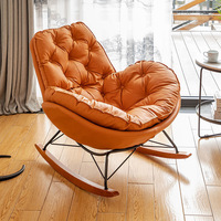 Fauteuil inclinable modulaire en cuir écologique et cadre en bois massif Penguin, design nordique, luxe léger, moderne, salon, cour