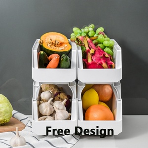 Household Stackable Multi-layer <b>Kitchen</b> <b>Storage</b> <b>Rack</b> Drawer Type Large Opening Miscellaneous <b>Storage</b> Basket Plastic Food Basket - Product Image 1