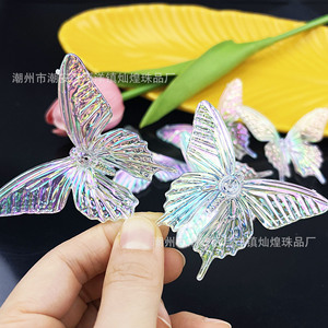 Hebillas de acrílico 3D con forma de mariposa, iridiscentes y transparentes, para decoración de accesorios de joyería DIY. - Product Image 3