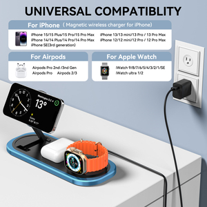 Soporte magnético 3 en 1 de carga inalámbrica para <span class=keywords><strong>iPhone</strong></span> 14, <span class=keywords><strong>13</strong></span>, 15 <span class=keywords><strong>Pro</strong></span> Max, Airpods, iWatch, estación de carga inalámbrica rápida, 15W - Product Image 4