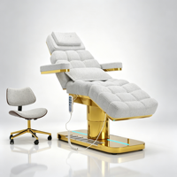 Fauteuil de soin esthétique en tissu avec base en métal doré, réglable en hauteur, inclinable et rotatif, pour spa facial et cosmétique