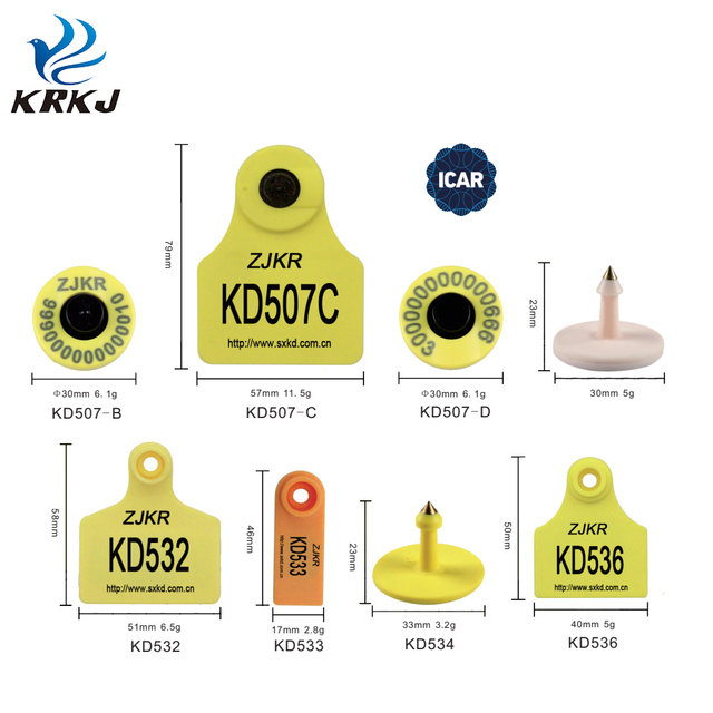 ICAR Smart Laser Printing Numbered Eartag Livestock Animal LF UHF HDX FDX Rfid Electronic Ear Tags for Cattle Cow Sheep Goat Pig