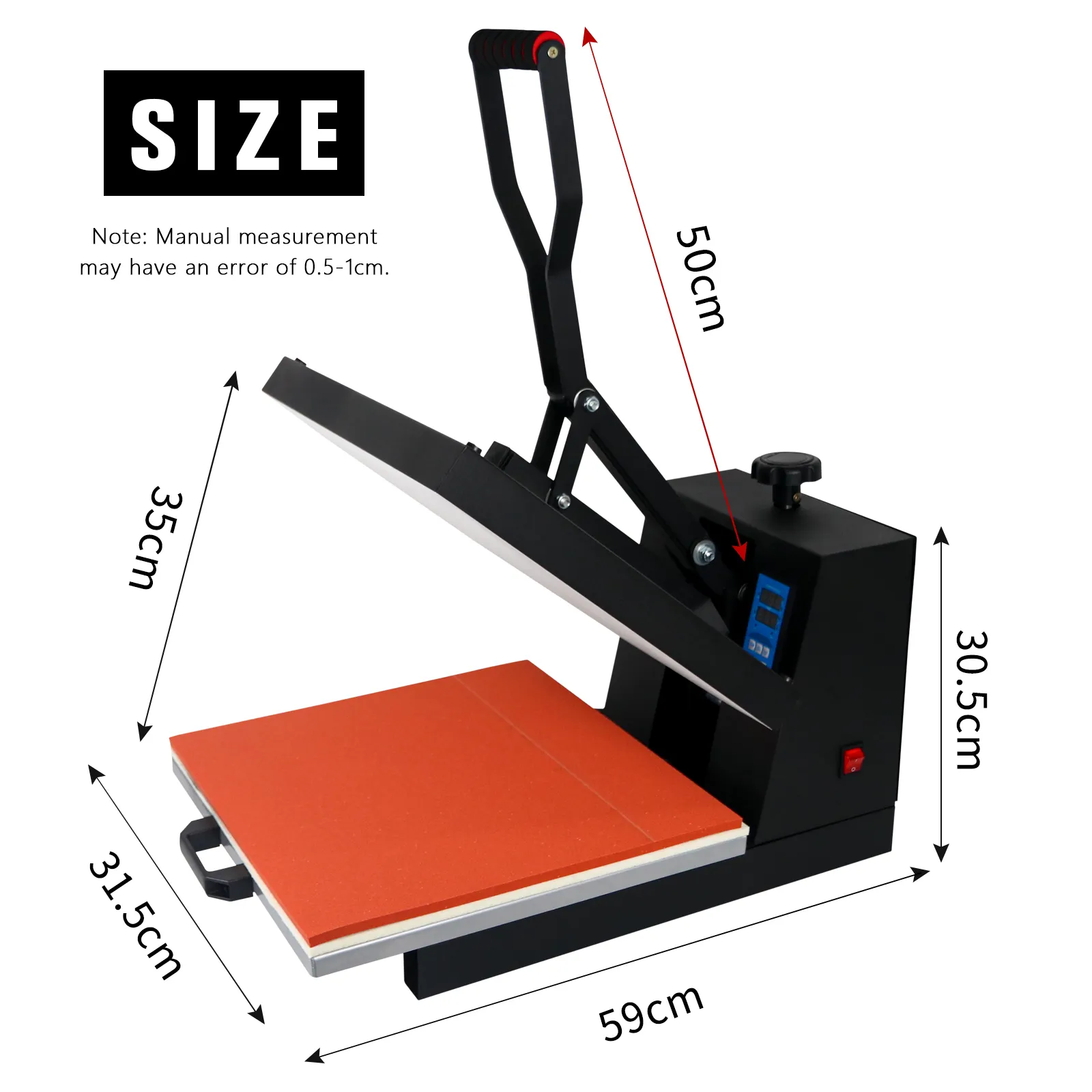 Máquina de pressão de calor 15x15 polegadas, impressora industrial de transferência de calor para camiseta 38x38