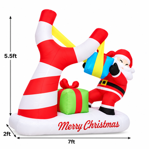 Babbo Natale Gonfiabile Illuminato a LED da 1,68 m che Salta Fuori dal Camino <span class=keywords><strong>di</strong></span> Zucchero, Decorazione Natalizia Gonfiabile da Giardino - Product Image 4