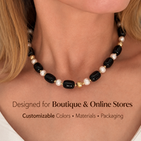 Collier personnalisé à faible MOQ en pierre naturelle plaqué or en acier inoxydable avec perles baroques d'eau douce pour les magasins de détail