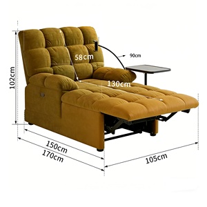 Canapé-lit de sol multifonctionnel en chenille réglable avec support de téléphone, chaise longue inclinable pour jeux, lecture et siestes – Style traditionnel - Product Image 4