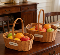 Panier en rotin PE fabriqué en usine pour cadeau ou décoration florale de la maison avec cadre en métal, imperméable, lot de 2