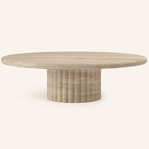 Kumusi Modern Round Volakas <strong>White</strong> Marble Coffee <strong>Table</strong> Living Room Luxury Natural Customized Dark Emperador <strong>Side</strong> <strong>Table</strong> - Product Image 4