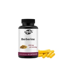Capsules de berbérine 500 mg, complément alimentaire très vendu, favorise le métabolisme, la fonction immunitaire et la santé intestinale, 60 par flacon