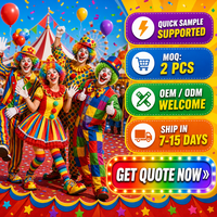 Costume de Clown Tueur pour Adultes, Ensemble de Cosplay d'Halloween, 8 Pièces, Combinaison, Perruque, Masque, Gants, Hommes, Femmes