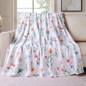 Couverture en flanelle à imprimé floral personnalisé, couverture de repos, couverture légère résistante à la décoloration pour lit, canapé, vente en gros - Product Image 2