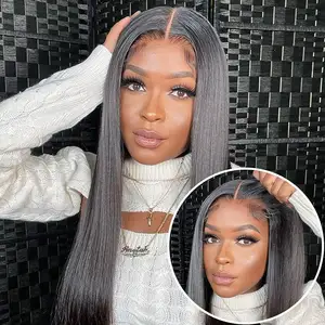 Glueless Wigs Human Hair Pre Plucked Straight Lace Front Wigs Wear And Go Pre Cut Lace Closure Human Hair Wigs