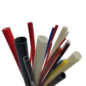 Fiber glass braided tube 2500V 4000V High Temperature Flame resistance Insulation Silicone Coated Glass fiber Sleeving