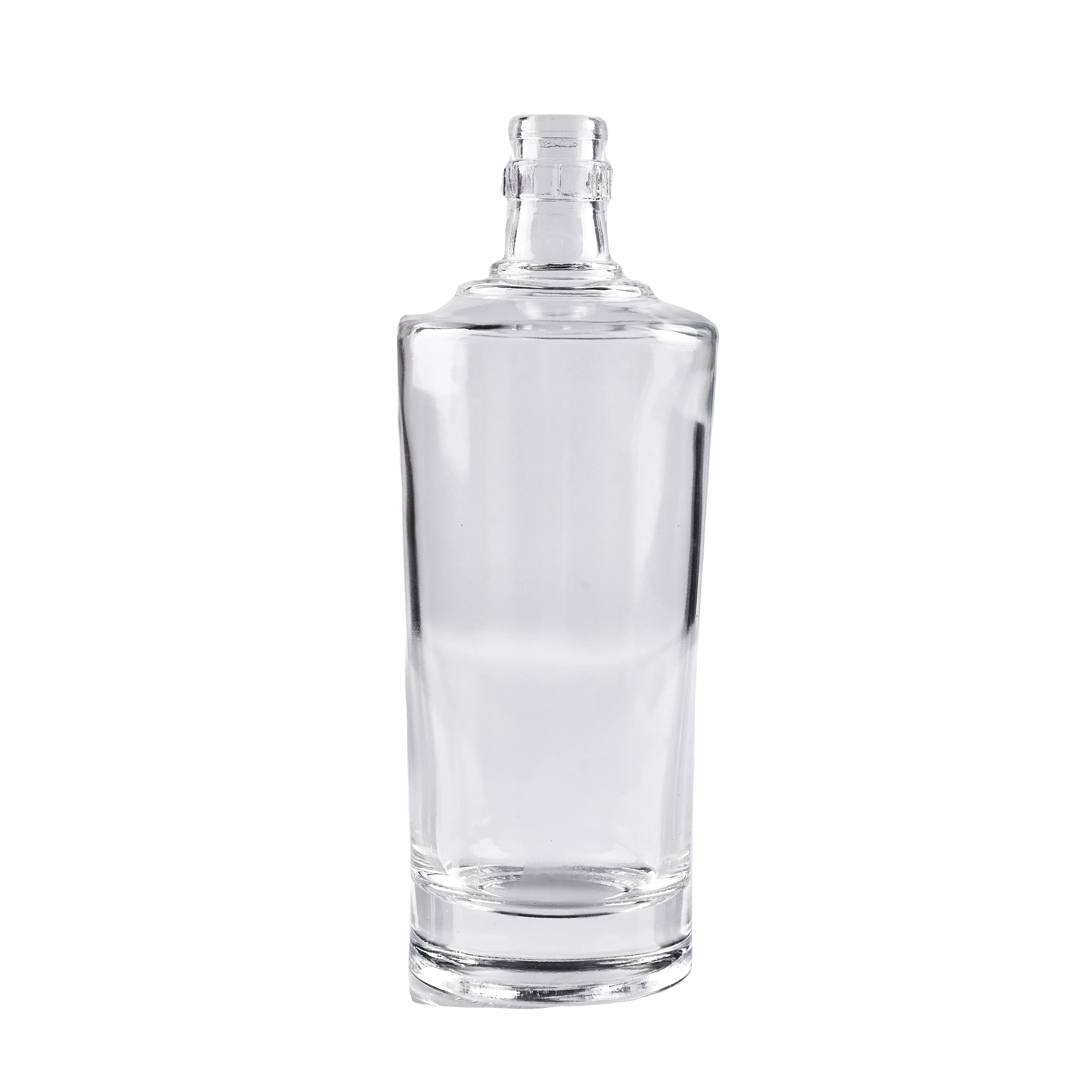 उच्च गुणवत्ता वोदका साफ़ कांच की बोतल 500 मिलीलीटर शराब टकीला सरल गोल जिन बोतल थोक