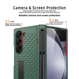 Cross-border new design phone case for Samsung Z Fold 6, featuring a skin-feel <b>PC</b> material, a pen slot, a <b>stand</b>, and a spring-lo - Product Image 3