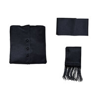 Vêtement d'ecclésiastique médiéval robe de prêtre romain costume de soutane robe de prêtre noir robe de clergé soutane avec cincture