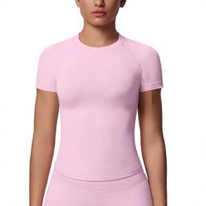 New Cross-border European American Seamless Solid Color Tight-fitting High-elastic Breathable Short Sleeve <strong>T</strong>-<strong>shirt</strong> <strong>for</strong> <strong>Adults</strong> - Product Image 1