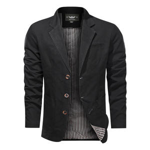 Giacca da <span class=keywords><strong>uomo</strong></span> di cotone 100% Casual di alta qualità giacca <span class=keywords><strong>Blazer</strong></span> a <span class=keywords><strong>righe</strong></span> a maniche lunghe primavera autunno 2025 - Product Image 3