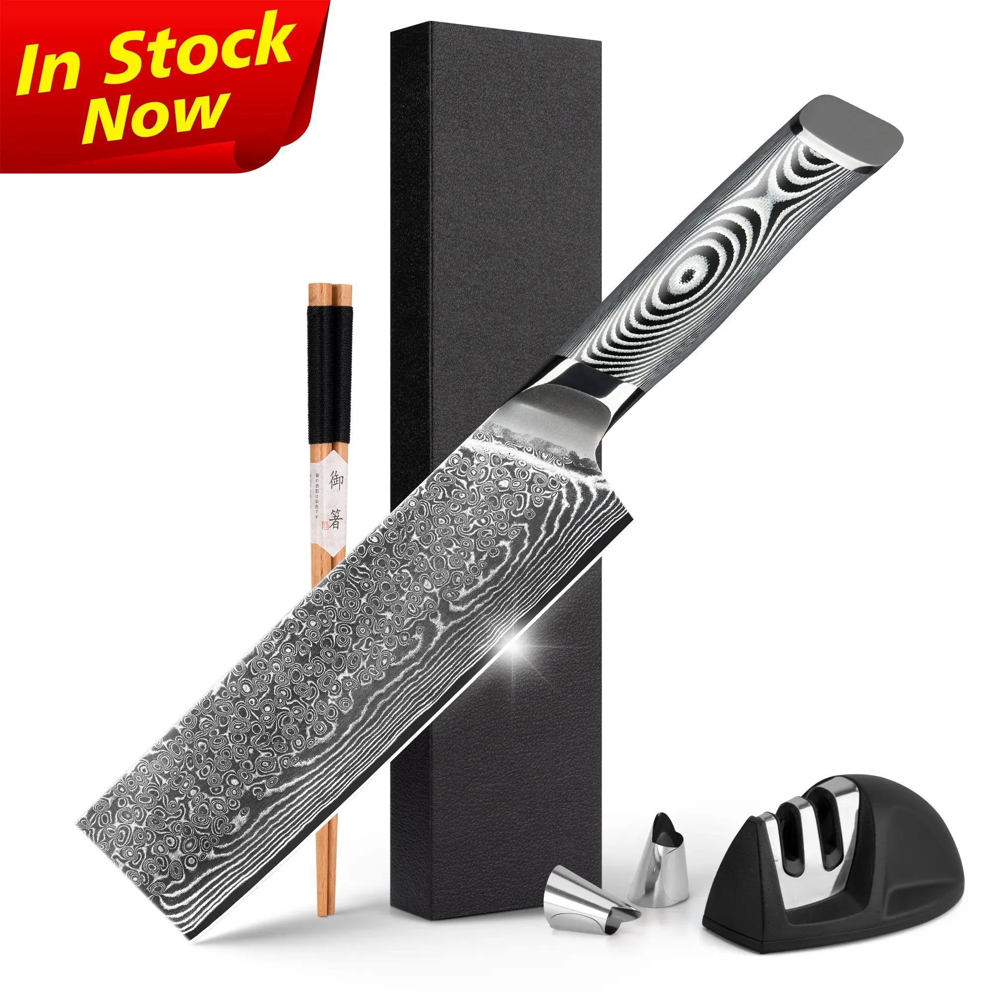 10% de descuento gris G10 mango 7 pulgadas 67 capas VG10 cuchillos profesionales japoneses cuchillo Nakiri de acero Damasco de alto carbono con caja de regalo