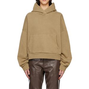 เสื้อสเวตเชิ้ตแบบยูนิเซ็กซ์ ทรงหลวม ไหล่ตก แขนเสื้อซ้อนกัน ผ้าฝ้ายฟลีซหนานุ่ม สีน้ำตาล สำหรับผู้หญิง - Product Image 1