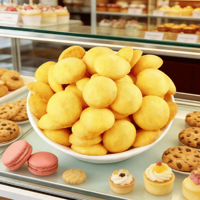 Kue Kering Asia Bentuk Bulat, Kue Teh Sore, Dikemas dalam Karton, Kue Telur Bulat