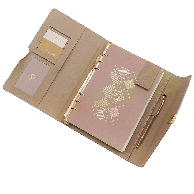 Изготовленный На Заказ фольгированные логотип, для девушек, элегантное, 6 кольцо связан из искусственной кожи обложка журнала для составления расписания дневник A5 A6 A7