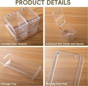 Ensemble de boîtes de rangement pour épices alimentaires en acrylique transparent empilables carrées moulées par injection pour la conservation de la fraîcheur en cuisine avec couvercle - Product Image 5