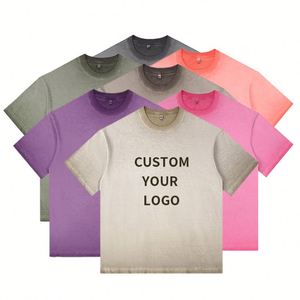 T-shirt vintage délavé à l'acide 260 GSM 100 % coton, grande taille, streetwear, logo personnalisé, effet vieilli, rétro, tee-shirt premium pour homme - Product Image 1