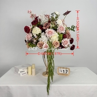 Centre de table floral DKB, boule de fleurs rose de 50 cm, boule de roses, centre de table de mariage, boule de fleurs pêche