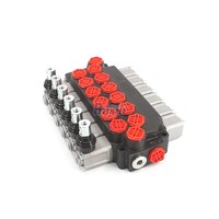 Válvula Direccional Monobloque DCV40 de 6 Vías Manual, Válvula de Control Hidráulico de 40 L/min y 350 bar para Equipos Industriales