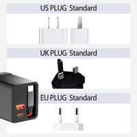 Adaptateur de charge rapide USB-C GaN double port 65W, chargeur de voyage avec câble Type C rétractable, compatible iPhone QC3.0 20W