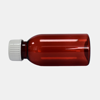 Bouteille en plastique PET de 100 ml de couleur Bourgogne pour médicaments liquides buvables, sirop contre la toux |   Capuchon à vis standard et capuchon de sécurité pour enfants |   Qualité pharmaceutique
