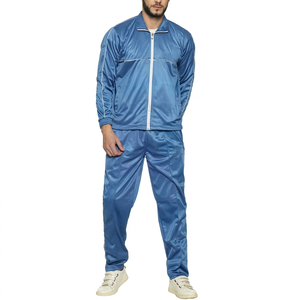 Ensemble de sport pour homme, hiver, uni, éco-responsable, fermeture éclair intégrale, manches longues, tissu à séchage rapide, survêtement athlétique pour la course à pied et l'entraînement - Product Image 1