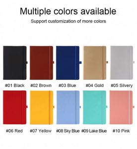 Organisateur/Agenda en cuir PU A5 personnalisé avec porte-stylo à sangle élastique, logo personnalisé, 80 feuilles, reliure thermique cousue, vente en gros - Product Image 4