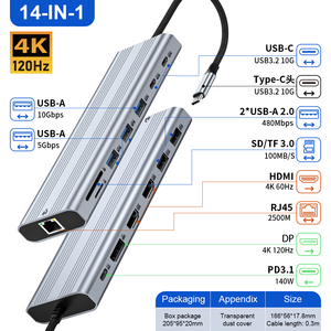 ULT-unite Estación de Conexión Tipo C 14 en 1 de Aleación de Aluminio con 2x HDMI 4K 60Hz DP 4K 120Hz Tipo C 10Gbp para Conectar Laptops a Monitores - Product Image 5