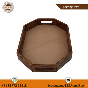 Venta al por mayor de bandejas de madera de la mejor calidad, bandeja de servicio de madera de pino de acacia y mango, forma octogonal para hoteles y restaurantes, gran oferta - Product Image 2