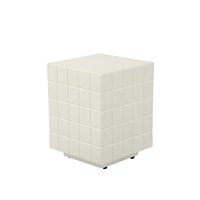 Table basse Kirkasa moderne avec plateau en mosaïque beige carrée, hauteur réglable, structure en métal, pour salon