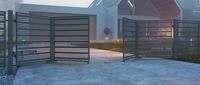 Portails d'entrée de ferme en alliage d'aluminium au design moderne personnalisé, double battant, sécurisés, antirouille, finition thermolaquée, 8 pieds