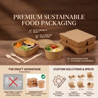 Caja de Almuerzo Desechable de Papel Kraft con Compartimentos, Contenedor de Alimentos a Prueba de Fugas, Caja para Comida para Llevar, Embalaje con Logotipo Personalizado de Grado Alimenticio
