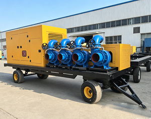 Pompe <span class=keywords><strong>à</strong></span> eau diesel mobile sur remorque, 4 unités en parallèle, grand débit, pour contrôle des inondations et drainage d'urgence - Product Image 5