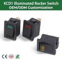 Interrupteur à bascule lumineux KCD1 20A à courant élevé avec indicateur LED 15*21mm pour contrôle de puissance bateau