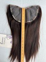 Topper capillaire 100% cheveux humains vierges Remy européens bruns lisses, avec base en dentelle complète en U, pour femmes blanches, avec clips