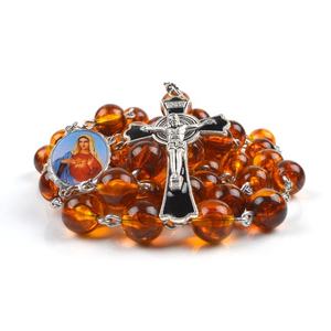 16 millimetri Perle Acrilico Ambra Traversa Della Lega Cattolicesimo Muro Religiosa Rosario - Product Image 3