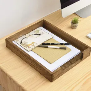 Custom Wooden Letter-size Tray Single-layer Wood Tone Collection Before Loading File Tray For Office Desktop Organizer