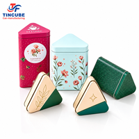 Boîtes métalliques triangulaires personnalisées, emballages créatifs pour le thé et le café, contenants cadeaux, disponibles en gros