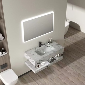 Modern smart cosmetic ceramic integrated basin bathroom cabinet with <b>wall</b>-mounted <b>mirror</b> design - Product Image 4
