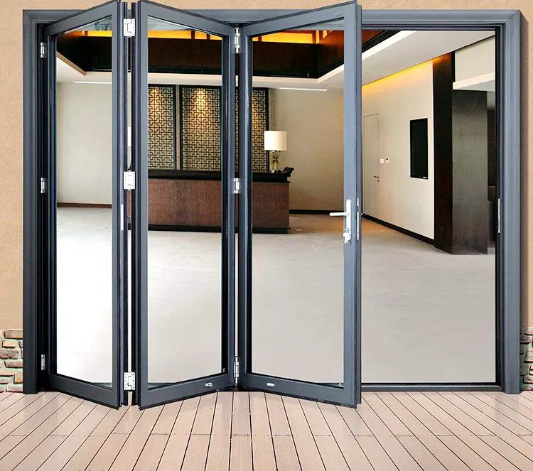 Modern özelleştirilmiş sıcak satış alüminyum dış iki kat cam kapi duvarlar en iyi fiyat Bi katlanır kapılar